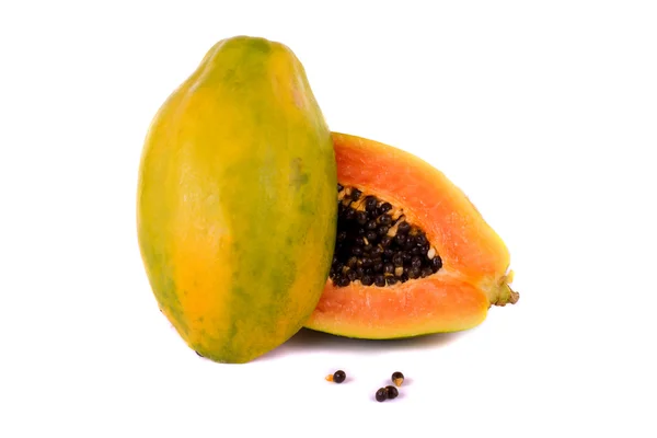 Papája ovoce na bílém pozadí — Stock fotografie
