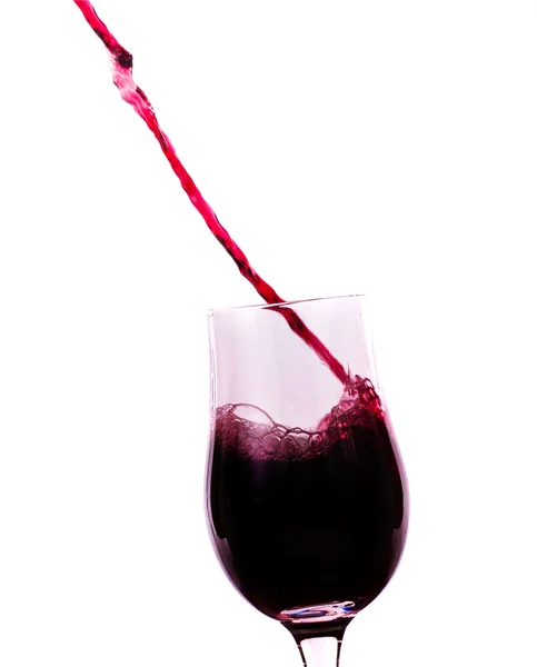 Vinho tinto que flui para o copo — Fotografia de Stock