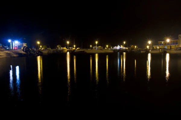 stock image Night reflection in marina