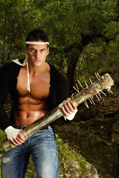 Fighter man with mace — Stock Photo, Image