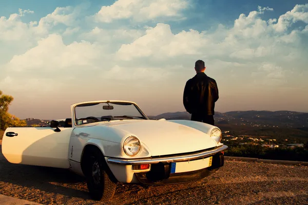 stock image Man with white convertible