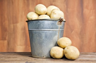 Bucket of fresh potatoes clipart