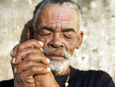 Old African black man with characterful face clipart