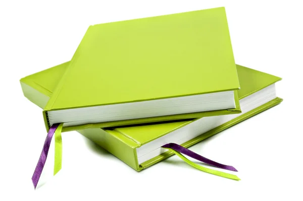 Green notebook on a pure white background — Stock Photo, Image