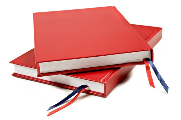 Quaderno rosso su sfondo bianco puro — Foto Stock