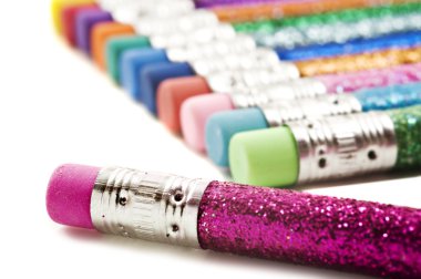 renkli kalemler içinde Glitter kaplı