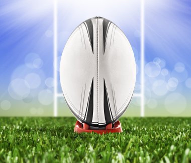 rugby topu gol mesaj üzerinde tekme hazır