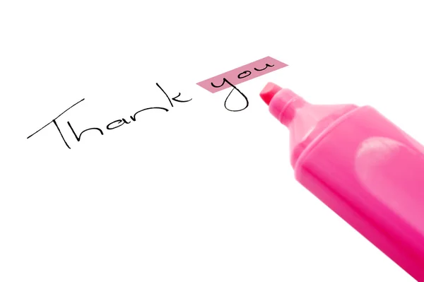 Thank you with hightlighter pen — Stock Photo, Image