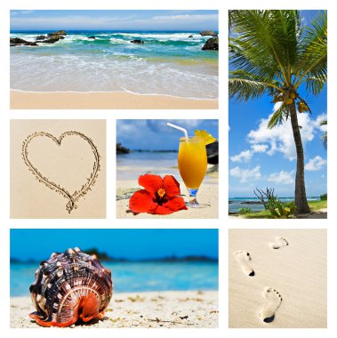 Collage of tropical island scenes clipart