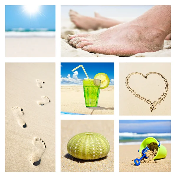 Collage van verschillende zomer strand vakantie scènes — Stockfoto