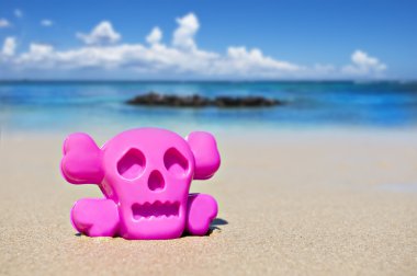 plajda tehlike gösterilen pembe oyuncak