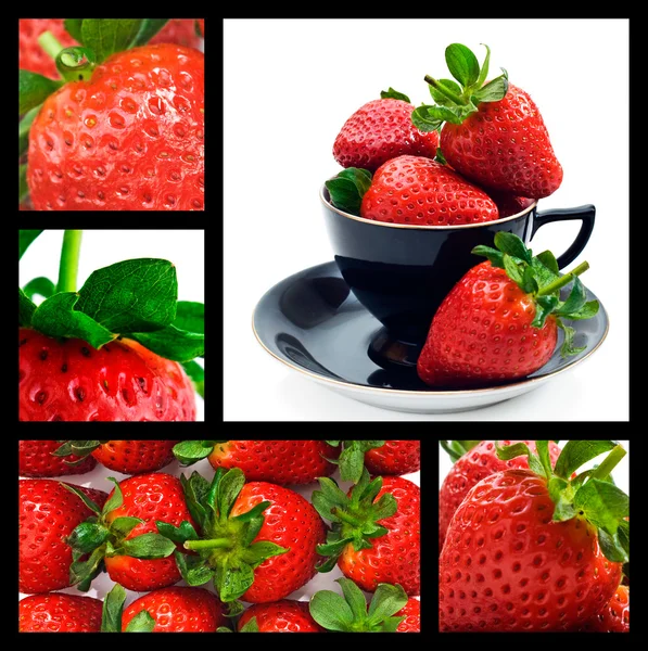 stock image Strawberry collage - ripe fresh strawberries