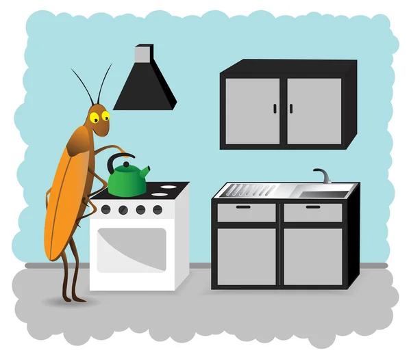 Cocina de cucaracha sucia Ilustraciones de stock libres de derechos