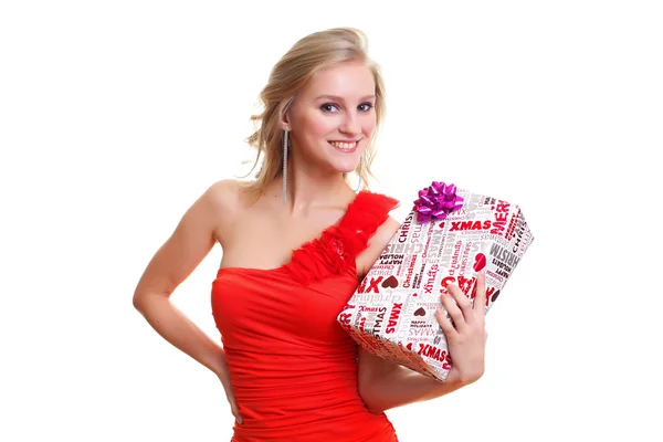 Woman and gift — Stock Photo, Image