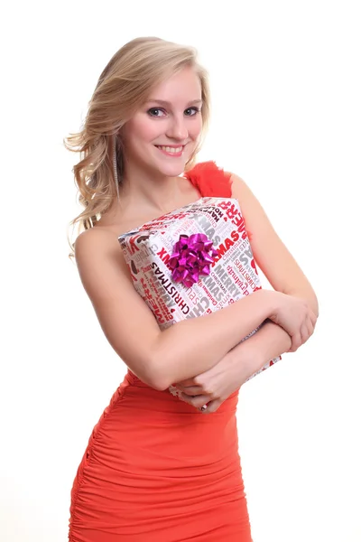 Woman and gift — Stock Photo, Image
