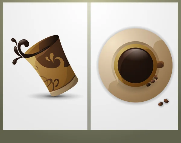 Kopje koffie in de achtergrond-kaarten — Stockvector