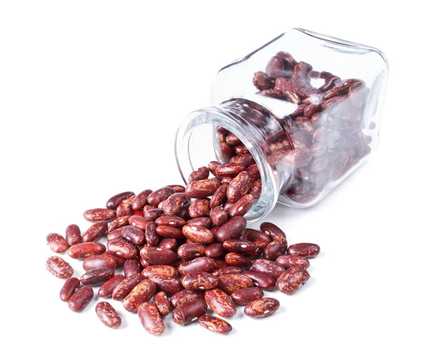 stock image Red speckled kidney beans scattered on a white background