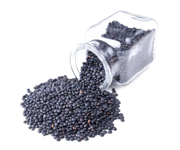 Beluga lentils scattered on a white background — Stock Photo, Image