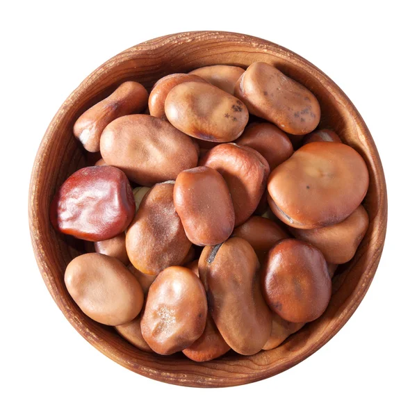 木碗充分的隔离在白色的豆 — 图库照片
