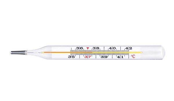 Termometro medico a mercurio isolato su bianco — Foto Stock