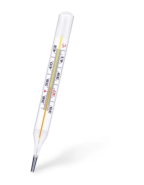 Θερμόμετρο υδραργύρου ιατρική απομονωθεί σε λευκό — Φωτογραφία Αρχείου