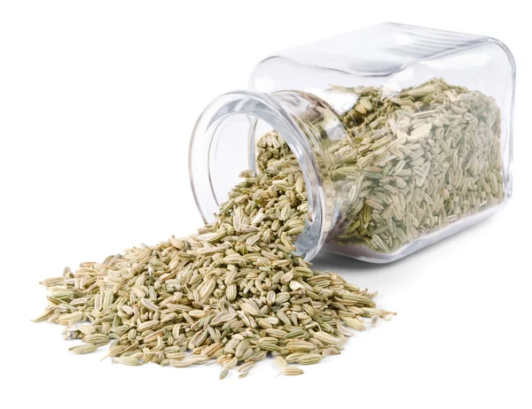Fennel seeds is scattered on a white background — Stock Photo, Image