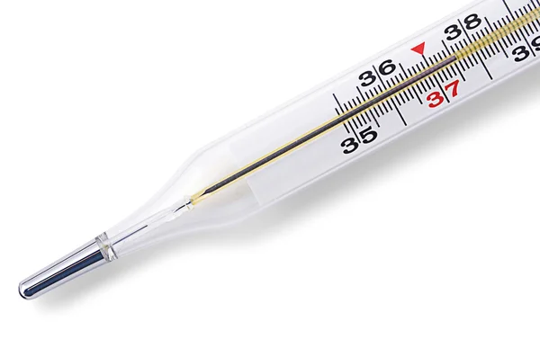 Termometro medico a mercurio isolato su bianco — Foto Stock