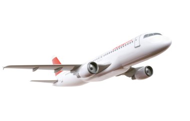 ticari uçak modeli üzerinde beyaz izole