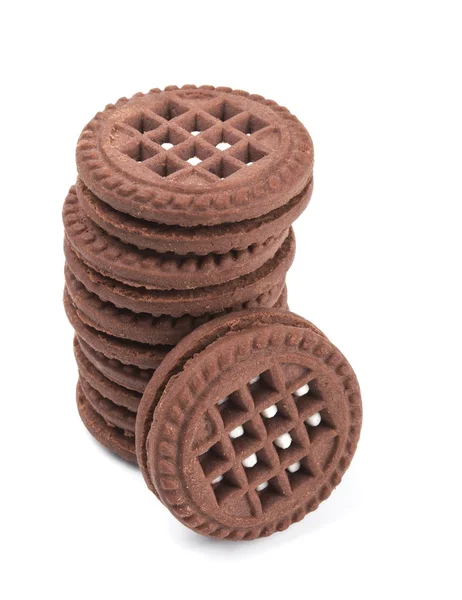 Gefüllte Creme Cookies isoliert auf weiss — Stockfoto
