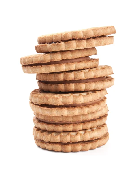 Pilha de biscoitos enchidos isolado no branco — Fotografia de Stock