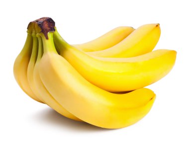 Fresh ripe bananas bunch isolated on white clipart