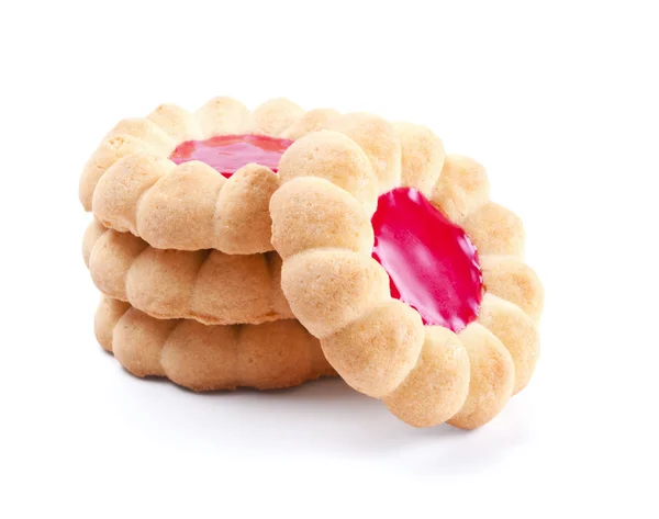 Gefüllte Marmelade Cookies isoliert auf weiss — Stockfoto