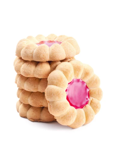 Biscoitos de geléia cheio isolados no branco — Fotografia de Stock