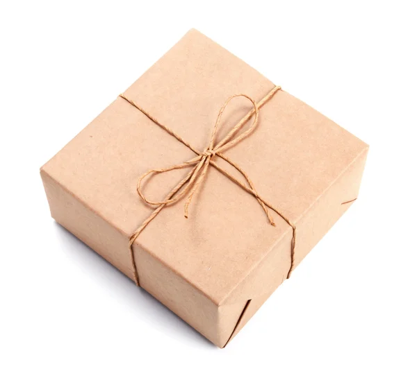 Parcel wrapped with brown packing paper — Stok Foto