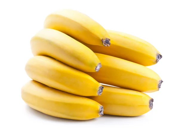 Куча свежих спелых бананов, изолированные на белом — стоковое фото