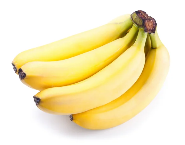 Куча свежих спелых бананов, изолированные на белом — стоковое фото