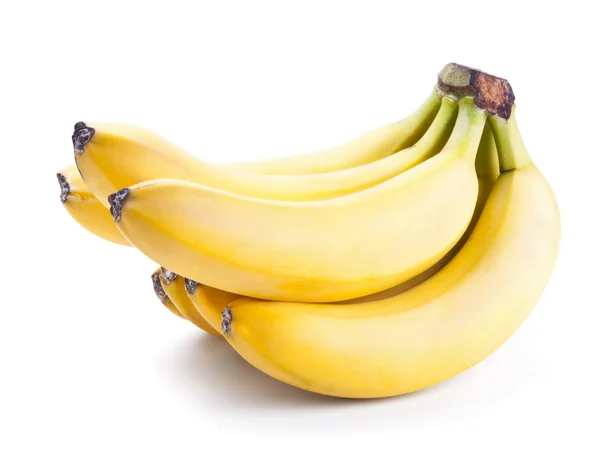 Φρέσκο, ώριμες μπανάνες δέσμη που απομονώνονται σε λευκό — Φωτογραφία Αρχείου