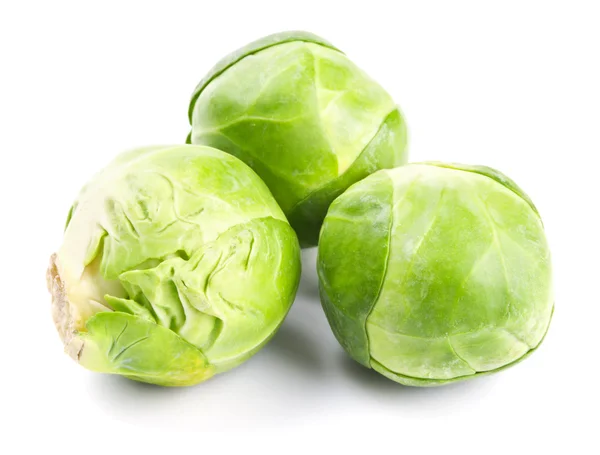 Fresh green Brussels sprouts isolated on white — Stock Photo, Image
