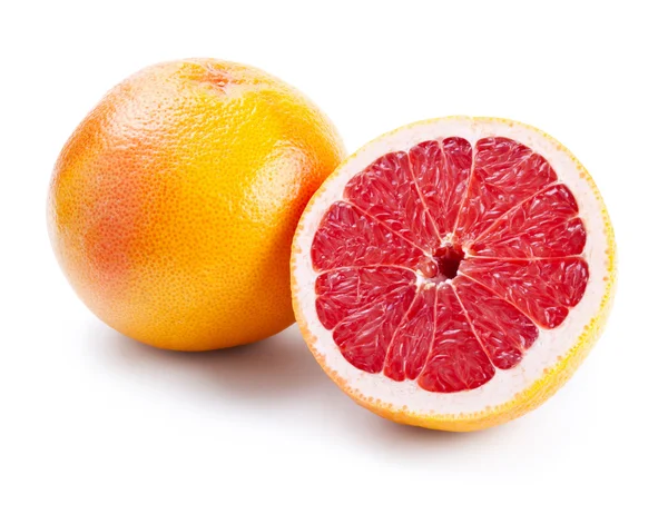 Grapefruit met de helft geïsoleerd op wit — Stockfoto