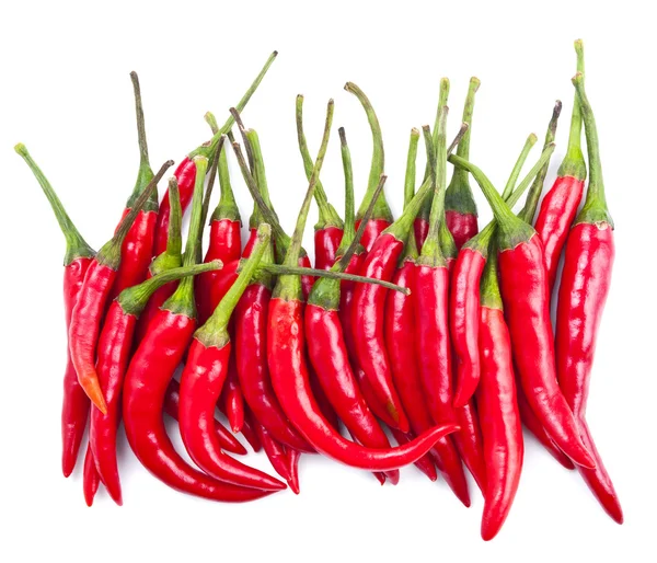 Κόκκινες πιπεριές τσίλι απομονωμένες σε λευκό — Φωτογραφία Αρχείου