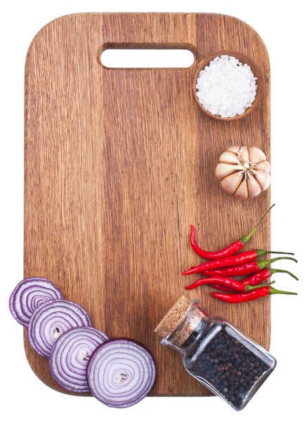 stock image Culinary background with fresh vegetables on cutting board