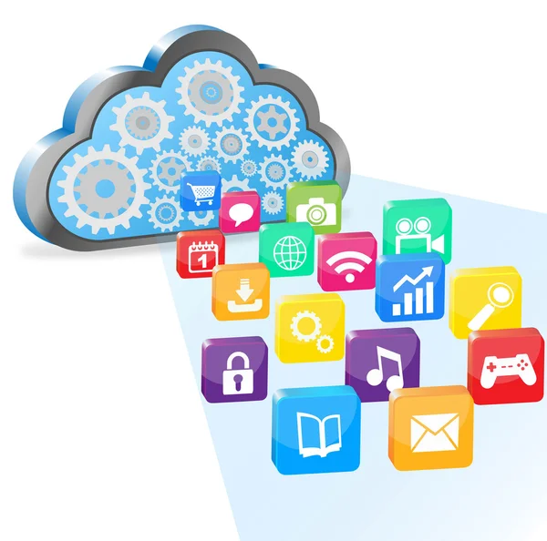 Wektor cloud computing i aplikacje — Wektor stockowy