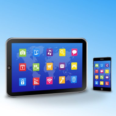tablet pc ve akıllı telefon vektör