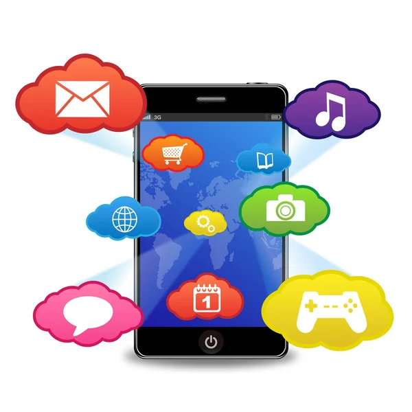 Smartphone vettoriale con applicazioni — Vettoriale Stock