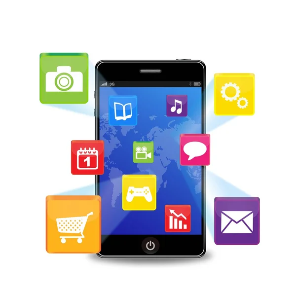 Smartphone vettoriale con applicazioni — Vettoriale Stock