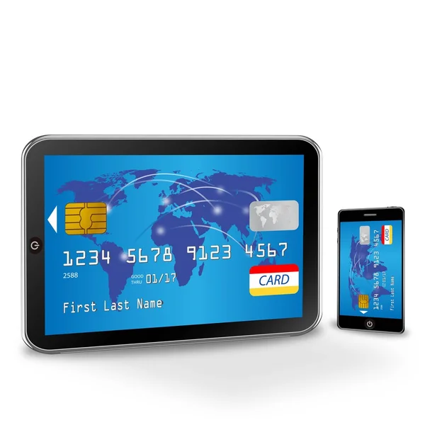 Compras na Internet com cartão de crédito — Vetor de Stock