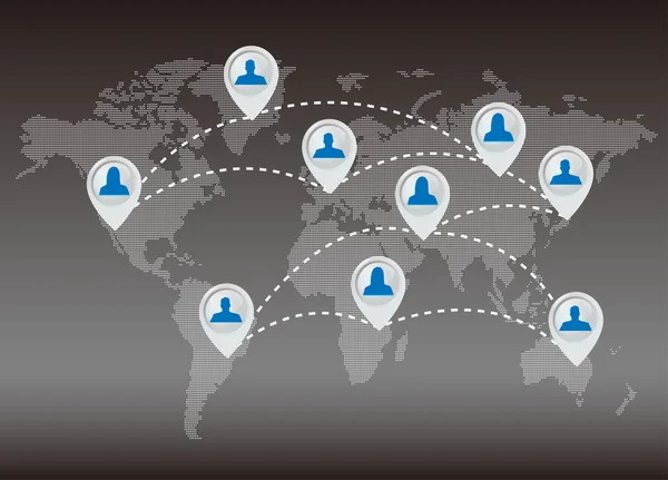 Vektor társadalmi hálózat a világ Térkép — Stock Vector