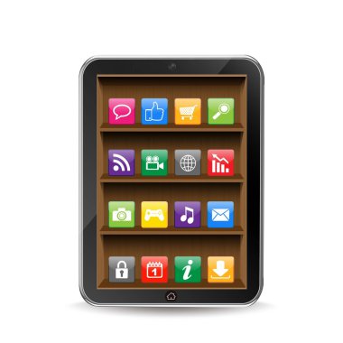 Vector tablet PC with shelf clipart