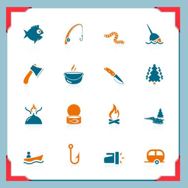 Fishing and hunting icons | In a frame series