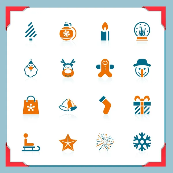 Icônes de Noël dans une série de cadres — Image vectorielle
